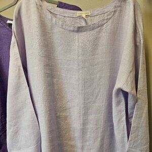 Eileen Fisher Linen Tunic 100% Linen , Light Lavender Top, Size Medium